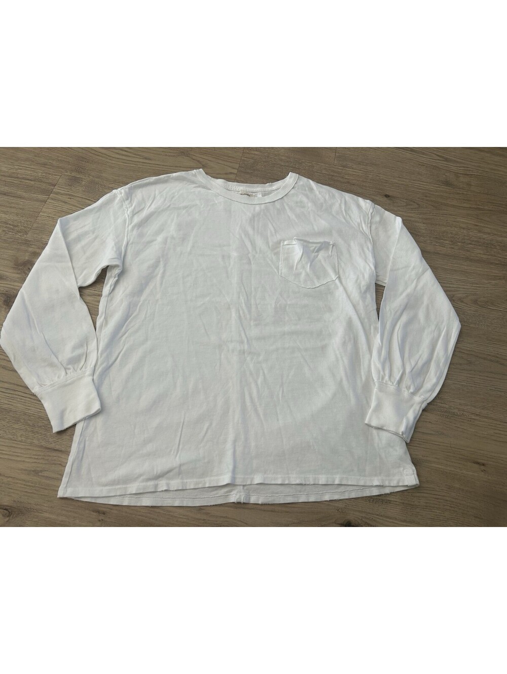 We The Free Free People Womens Small White Long Sleeve Pocket T-Shirt Cotton